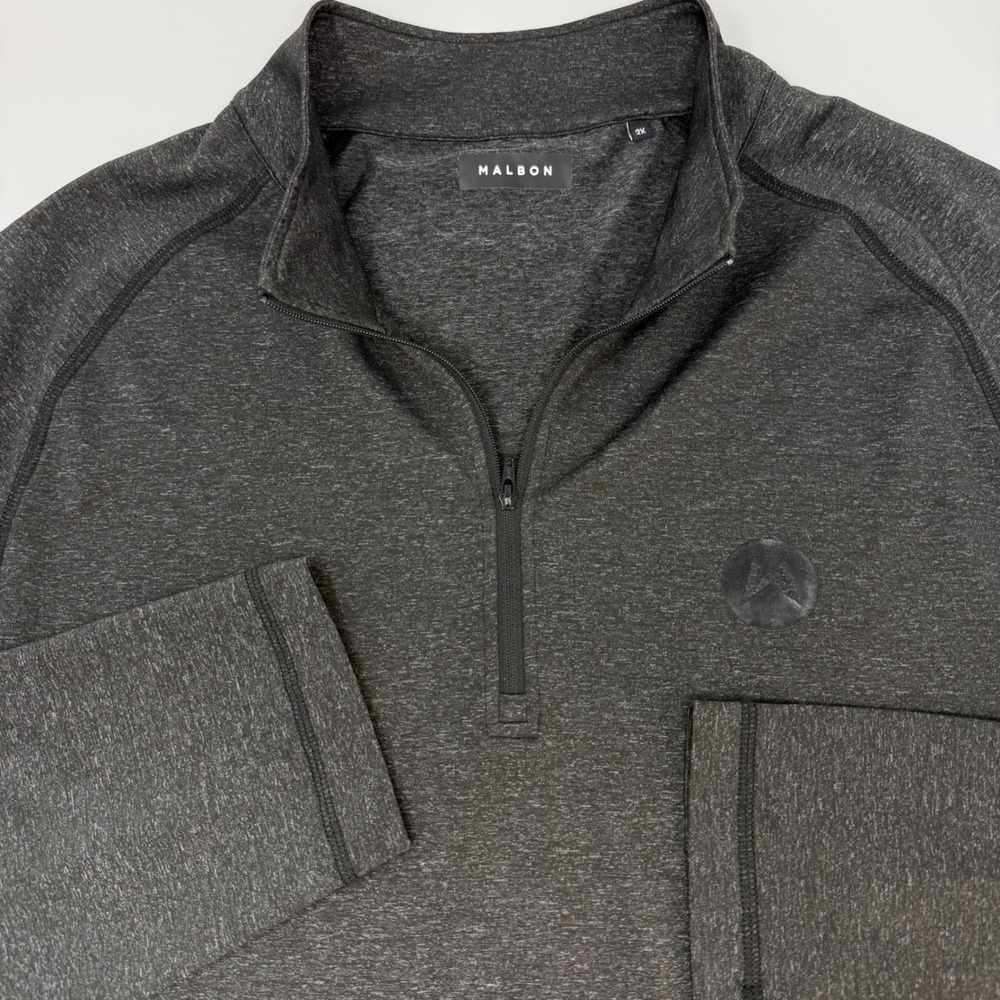 Malbon Golf Mens 2X Charcoal Heather 1/4 Zip Pullover Team Wasserman